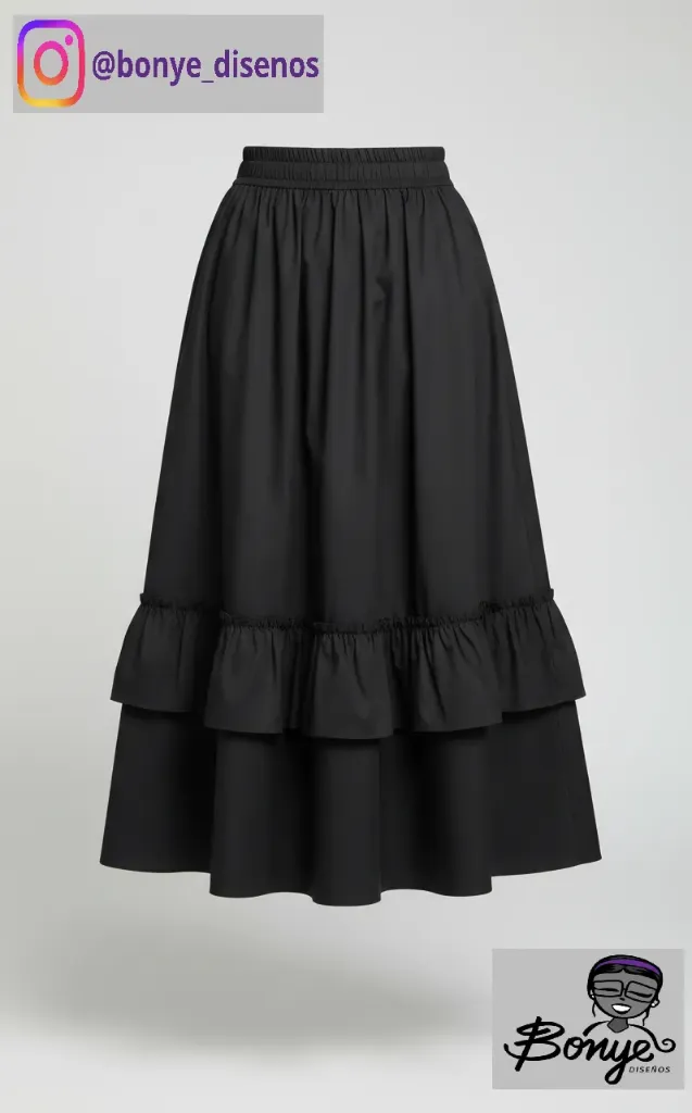 Falda Midi "Elegancia en Capas" – Negro Absoluto